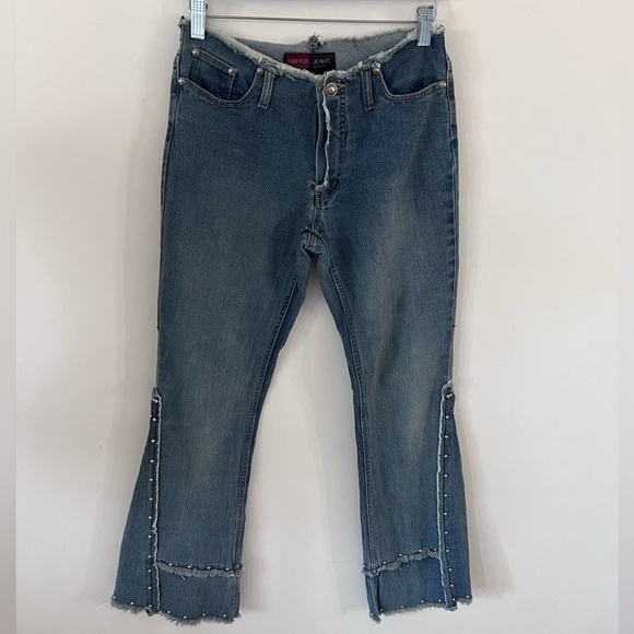 Younique Denim - Younique Jeans Y2K Low-rise Frayed Hem Studded Flare Leg Jeans |Size 5|